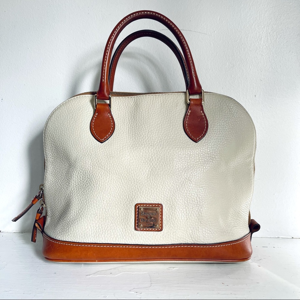 Vintage Dooney & Bourke Leather Pebble Grain Zip Structured Top Handle Bag - Picture 2 of 16